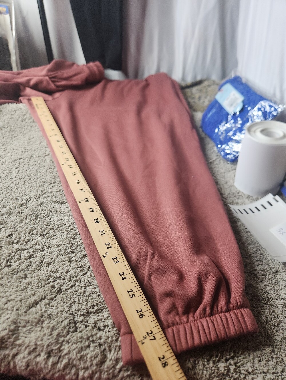 Women's High-Rise Tapered Ankle Fleece Joggers - Ava & Viv Mauve 3X - Picture 13 of 13